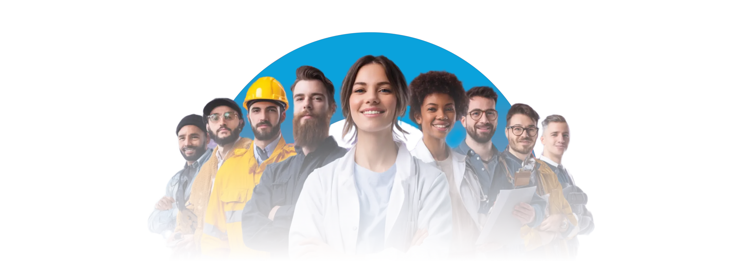 PolyTalent HR Consultancy LLC Dubai – diverse workforce including doctors, nurses, engineers, and managers, highlighting multi-industry recruitment and executive search.